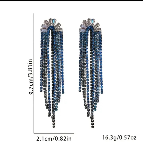 925 Silver Needle - Zircon Tassel Earrings - Picture 5 of 5